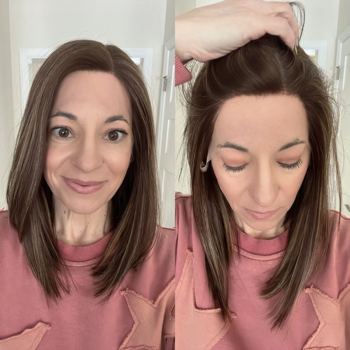 FINAL SALE “JACKIE&quot; Premium Wig: Lace Top, Sz. S/M, 15-16&quot;, ANGLED BOB