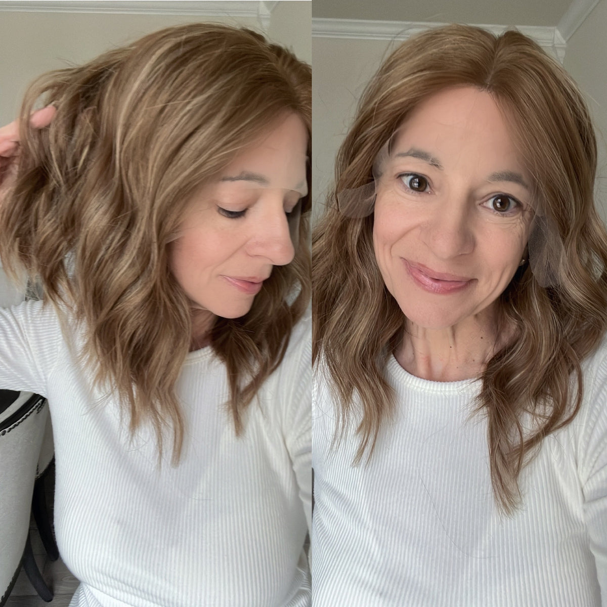 “RHEA&quot; Premium Wig: Lace Top, Sz. M, 16&quot; Inverted Lob