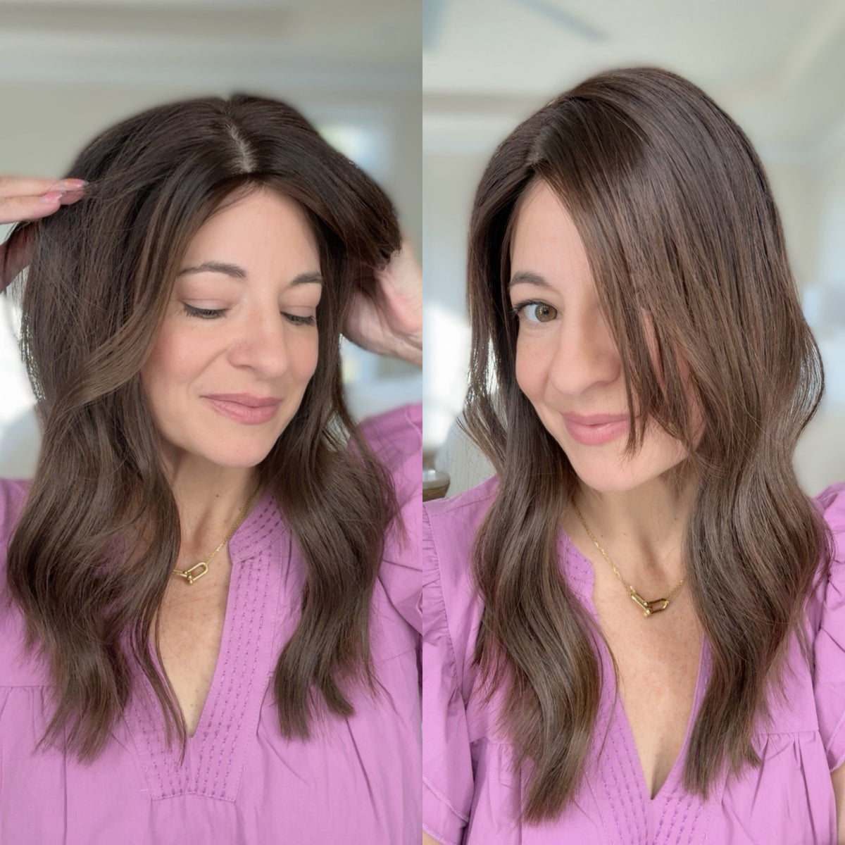 “ACORNS &amp; OAKS&quot; Exquisite Topper: Silk Top, 8x8, 18&quot;, Curtain Bangs