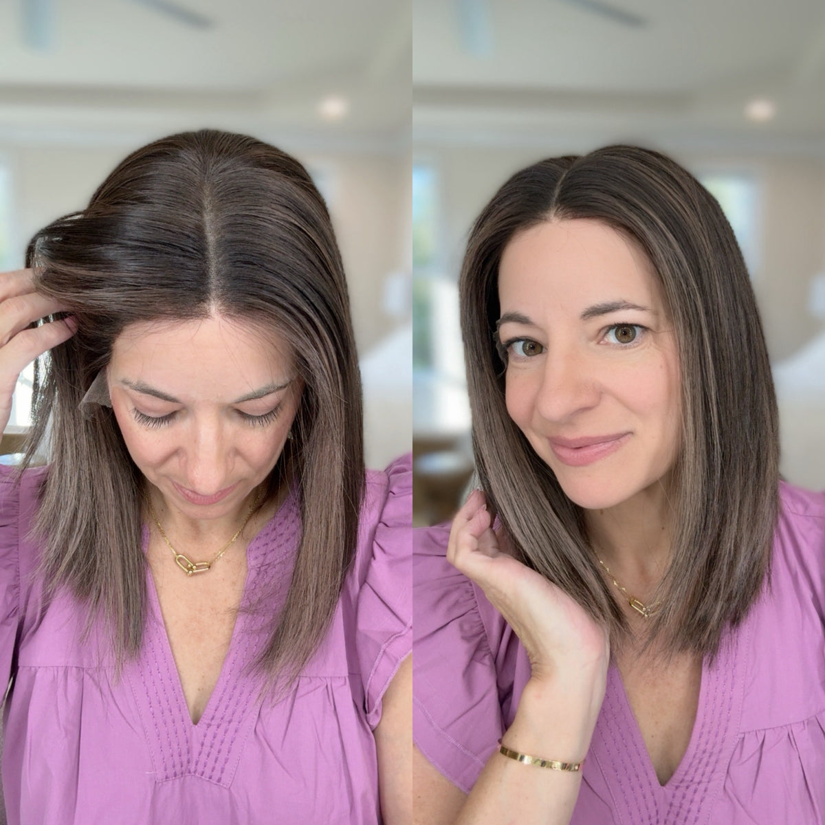 “SLOW BURN&quot; Exquisite Wig: Lace Top, Sz. S, 15&quot; Long Bob