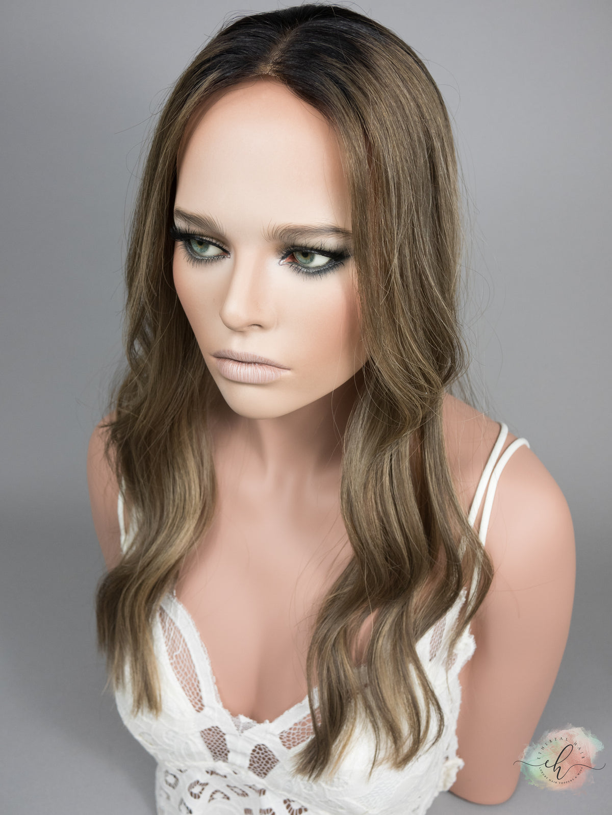 “ROOTED HARLOW&quot; Premium Topper: Lace Top, 8x8, 21&quot;