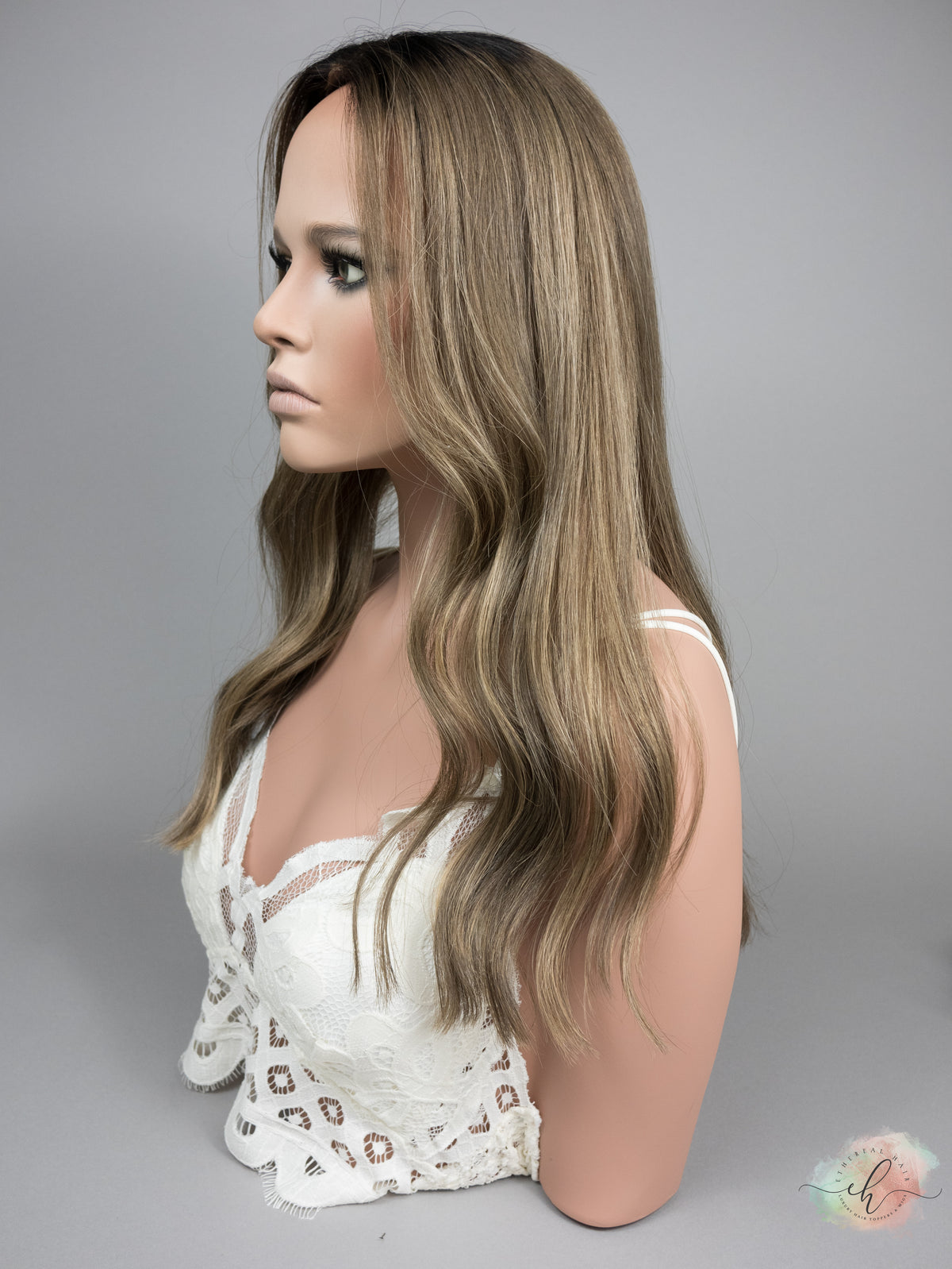 “ROOTED HARLOW&quot; Premium Topper: Lace Top, 8x8, 21&quot;