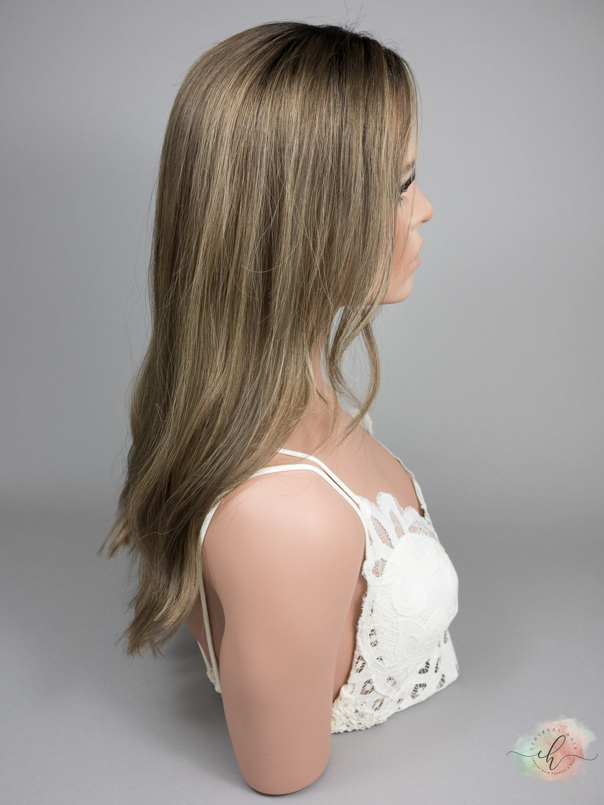 “ROOTED HARLOW&quot; Premium Topper: Lace Top, 8x8, 21&quot;