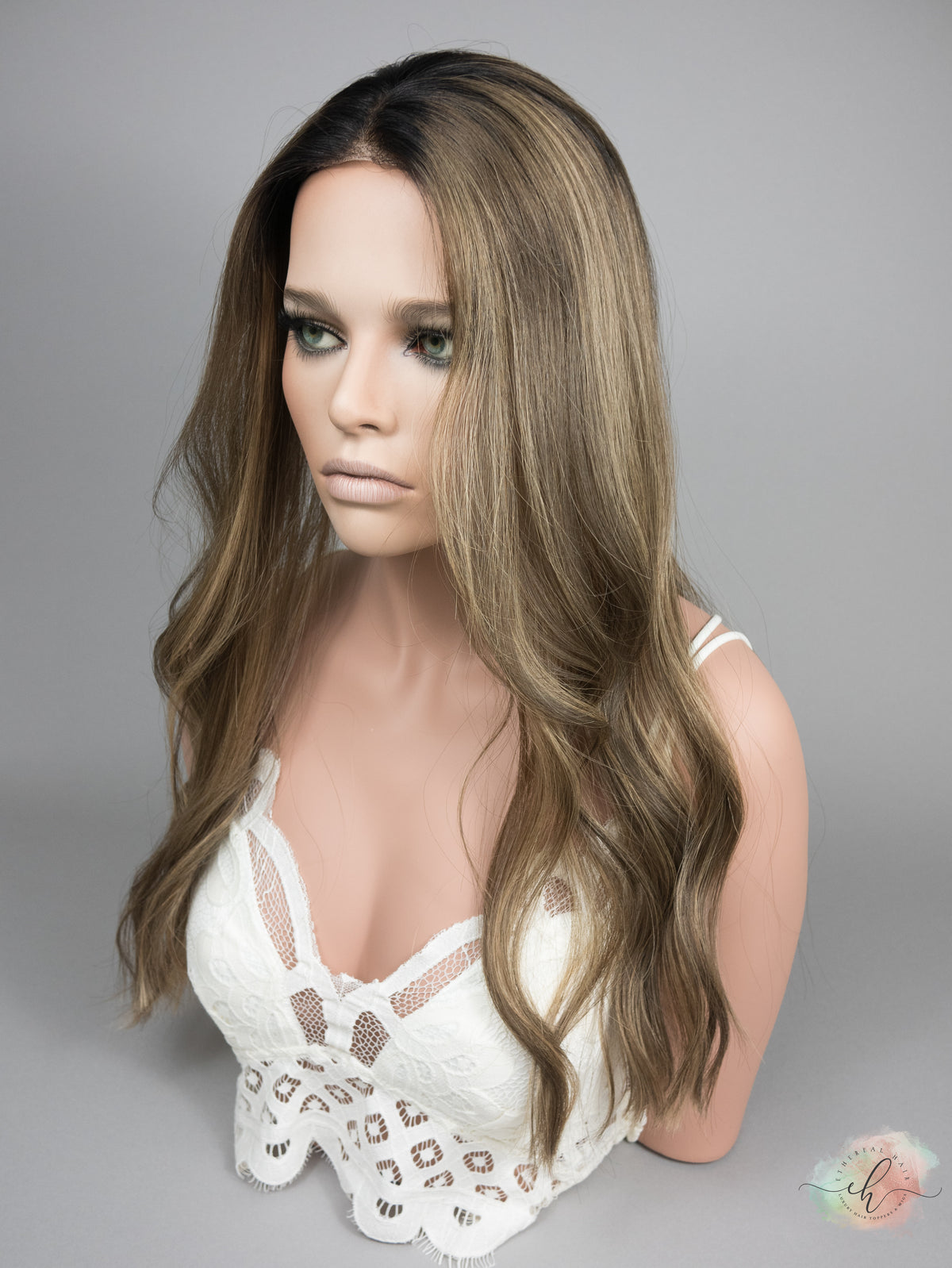 “ROOTED HARLOW&quot; Premium Topper: Lace Top, 8x8, 23&quot;