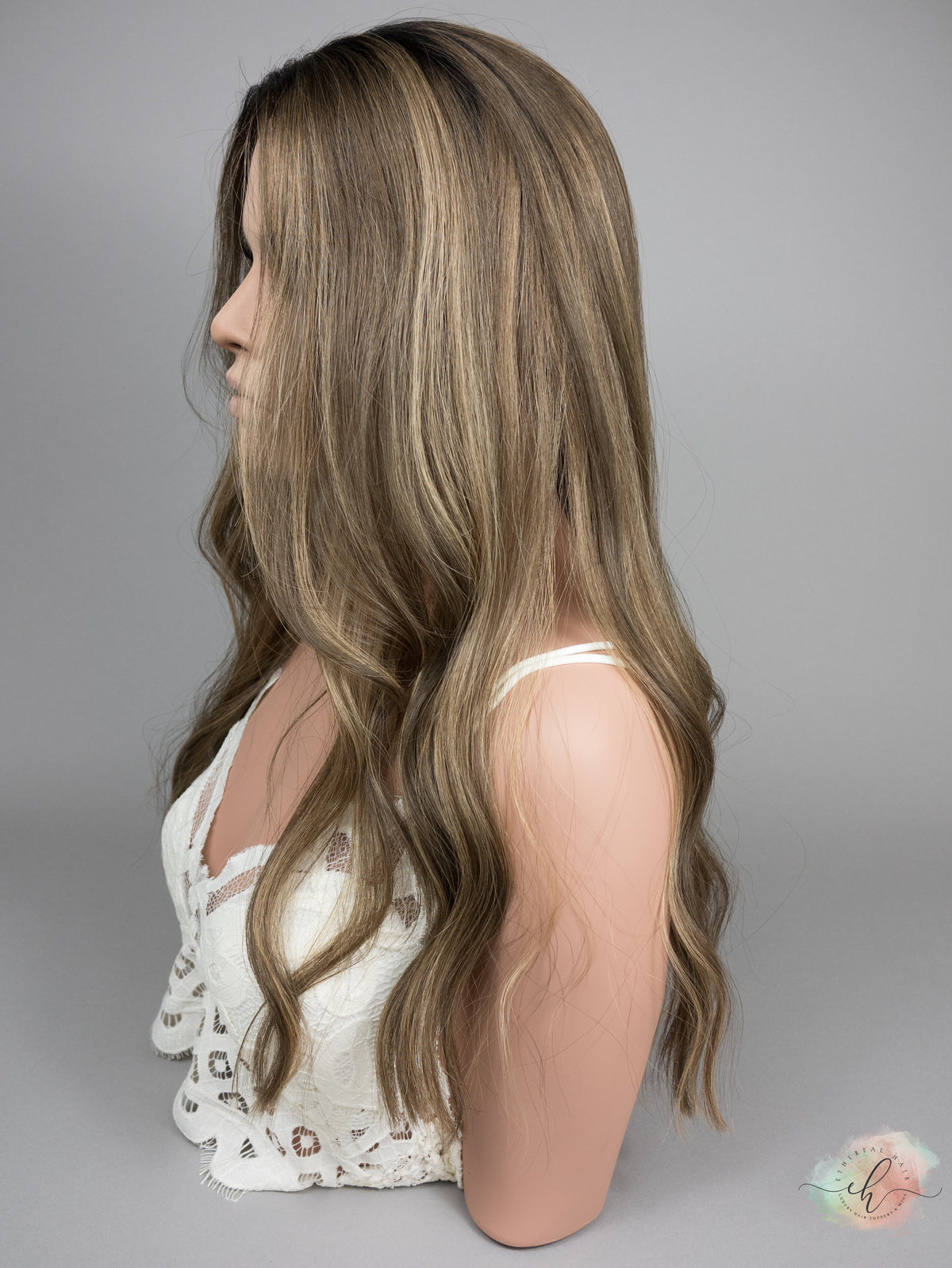 “ROOTED HARLOW&quot; Premium Topper: Lace Top, 8x8, 23&quot;