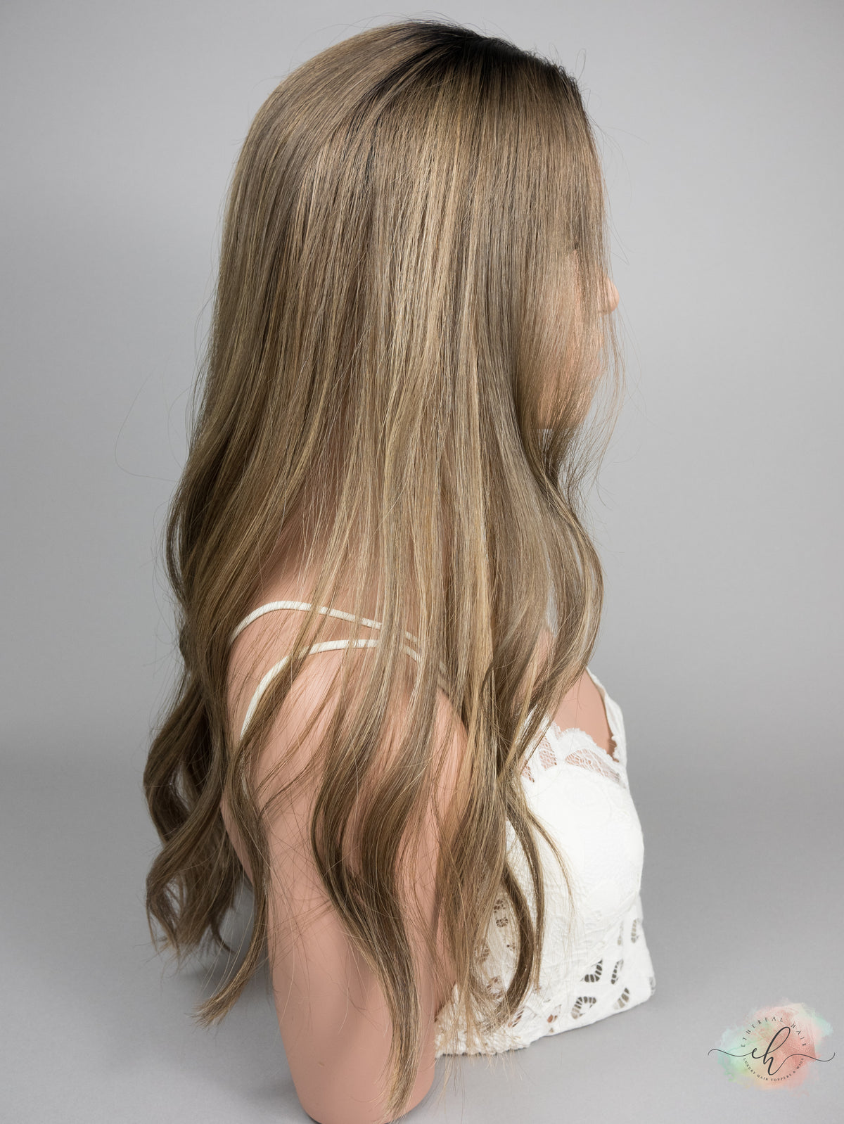 “ROOTED HARLOW&quot; Premium Topper: Lace Top, 8x8, 23&quot;