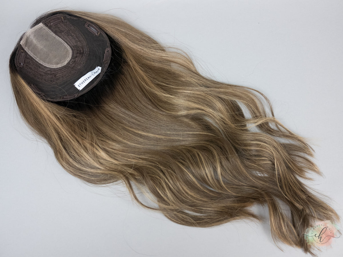 “ROOTED HARLOW&quot; Premium Topper: Lace Top, 8x8, 23&quot;