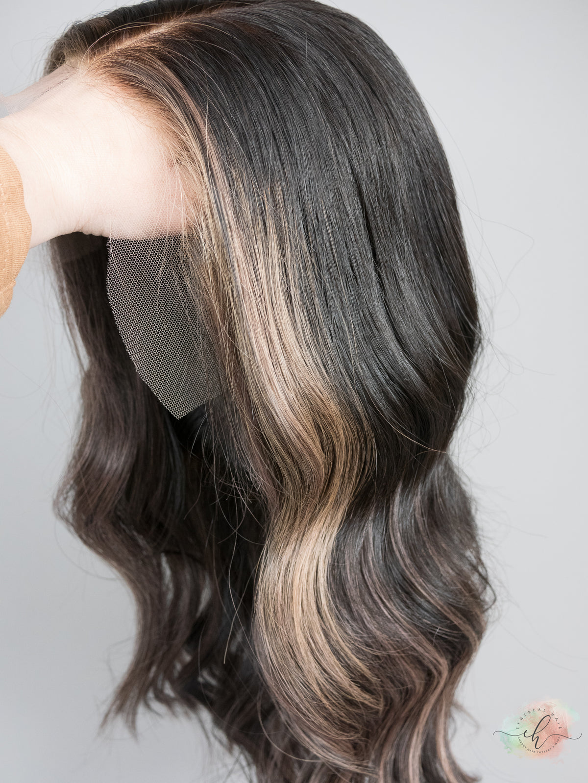 “CREME RIBBONS" Exquisite Wig: Lace Top, Sz. M, 17-18"