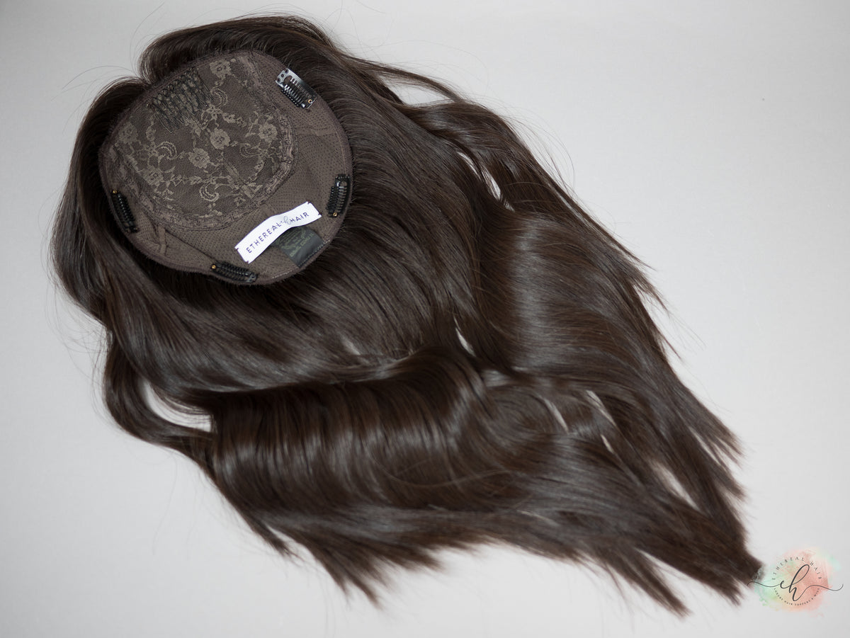 “LARK" Premium Topper: Silk Top, Handtied Cap, 8x8, 18-19"