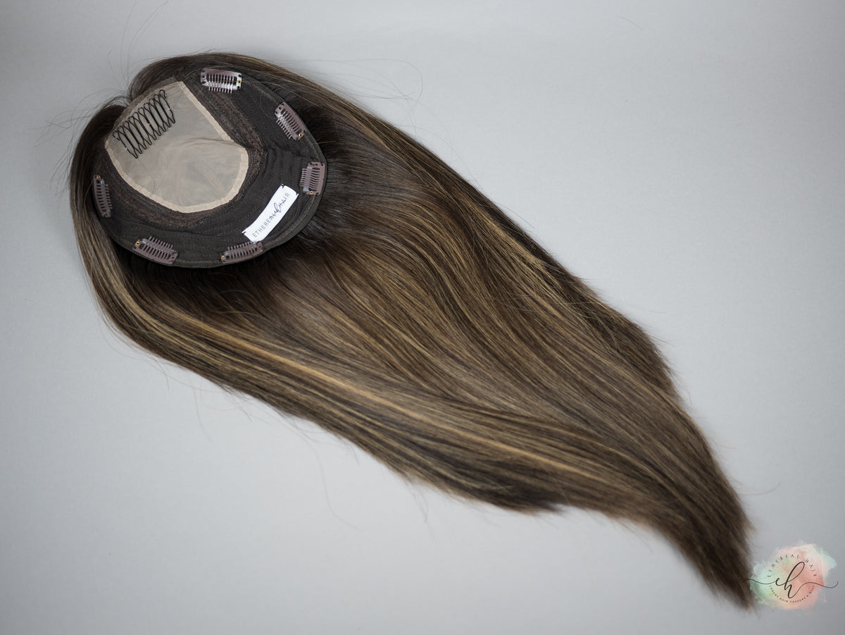 “LARK BALAYAGE&quot; Premium Topper: Closed Lace Top, 8x8, 20&quot;