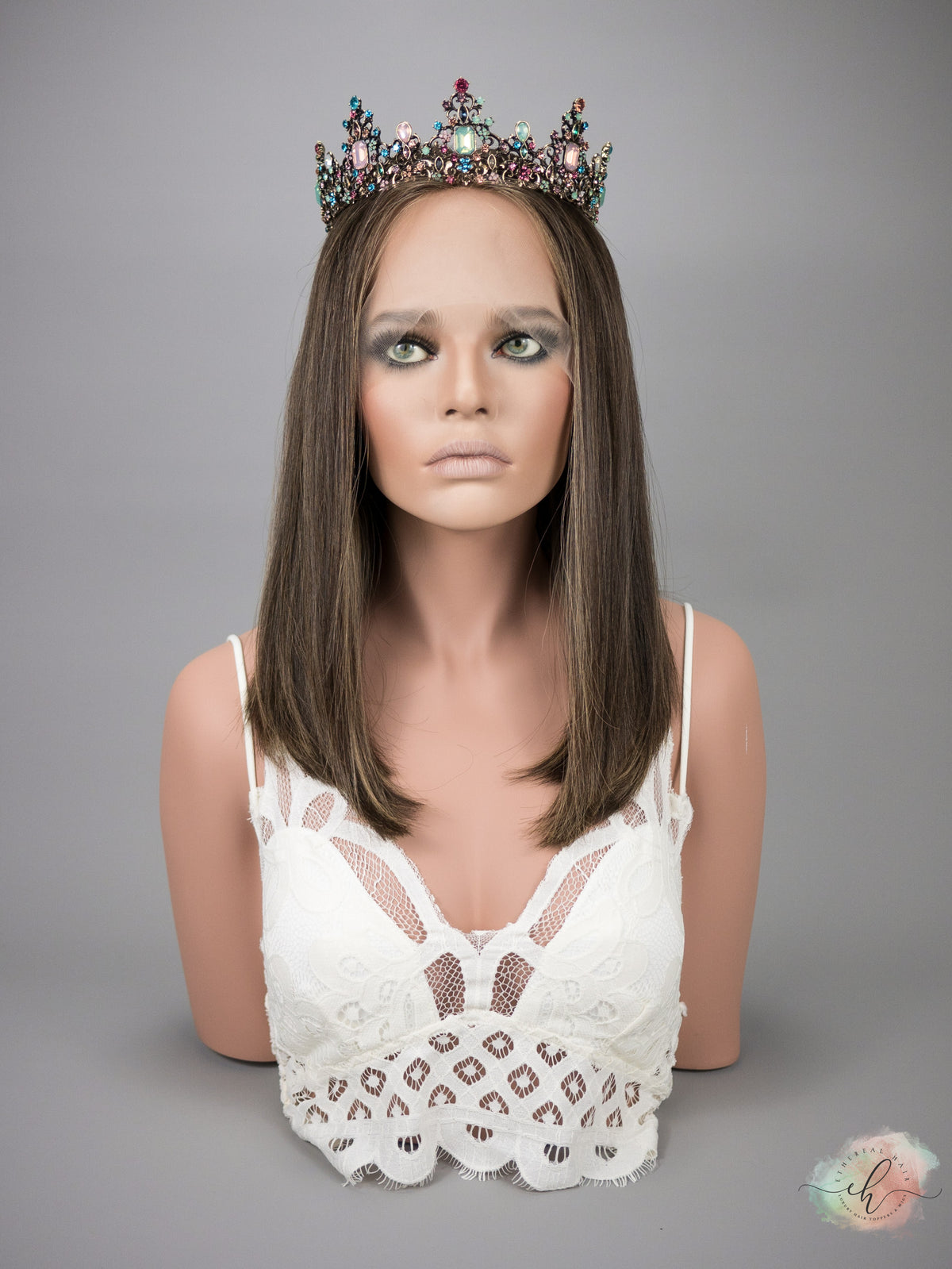 “GIANNA&quot; Premium Wig: Lace Top, Sz. XS/S, 17&quot;, LONG LOB