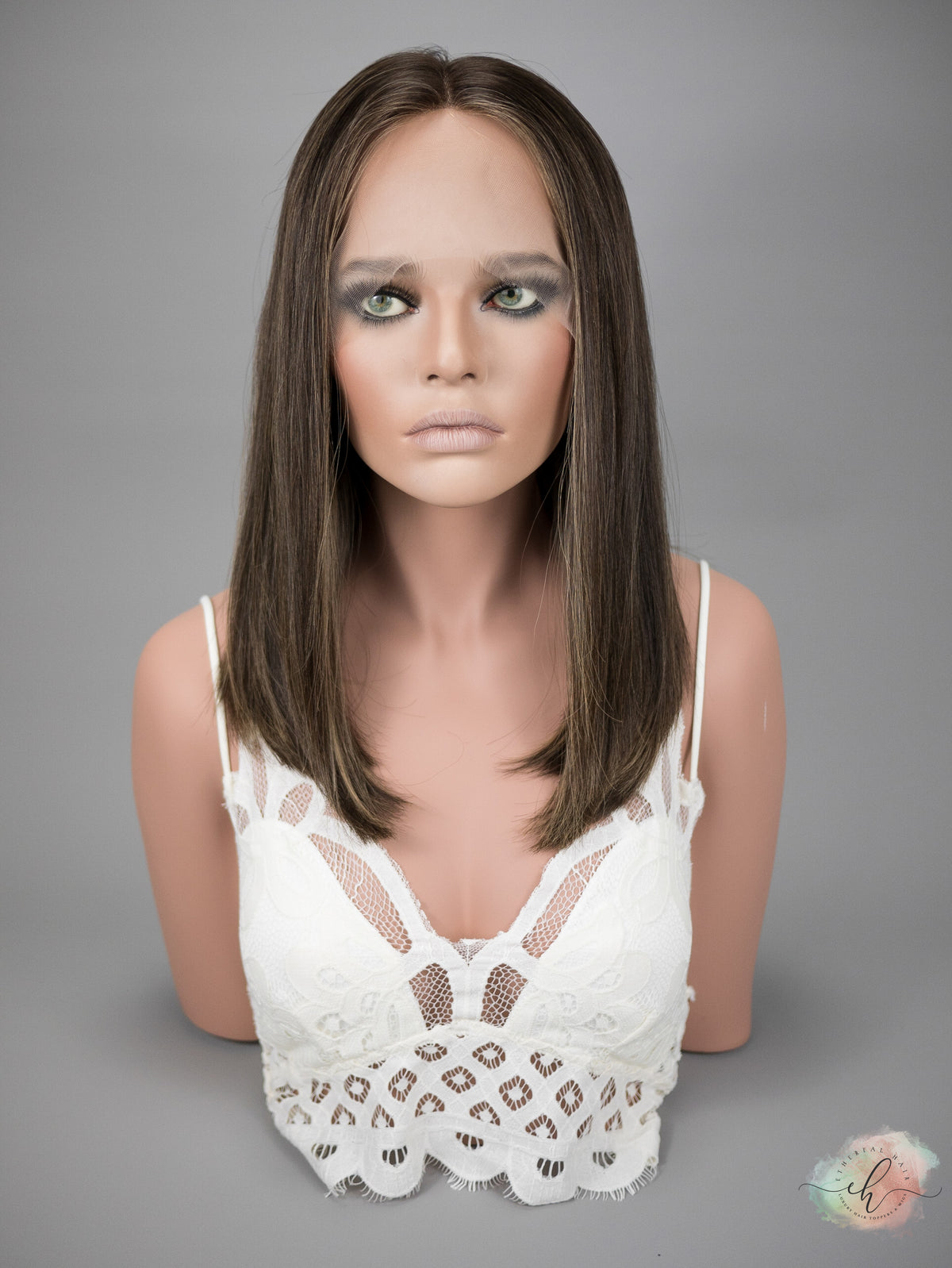 “GIANNA&quot; Premium Wig: Lace Top, Sz. XS/S, 17&quot;, LONG LOB