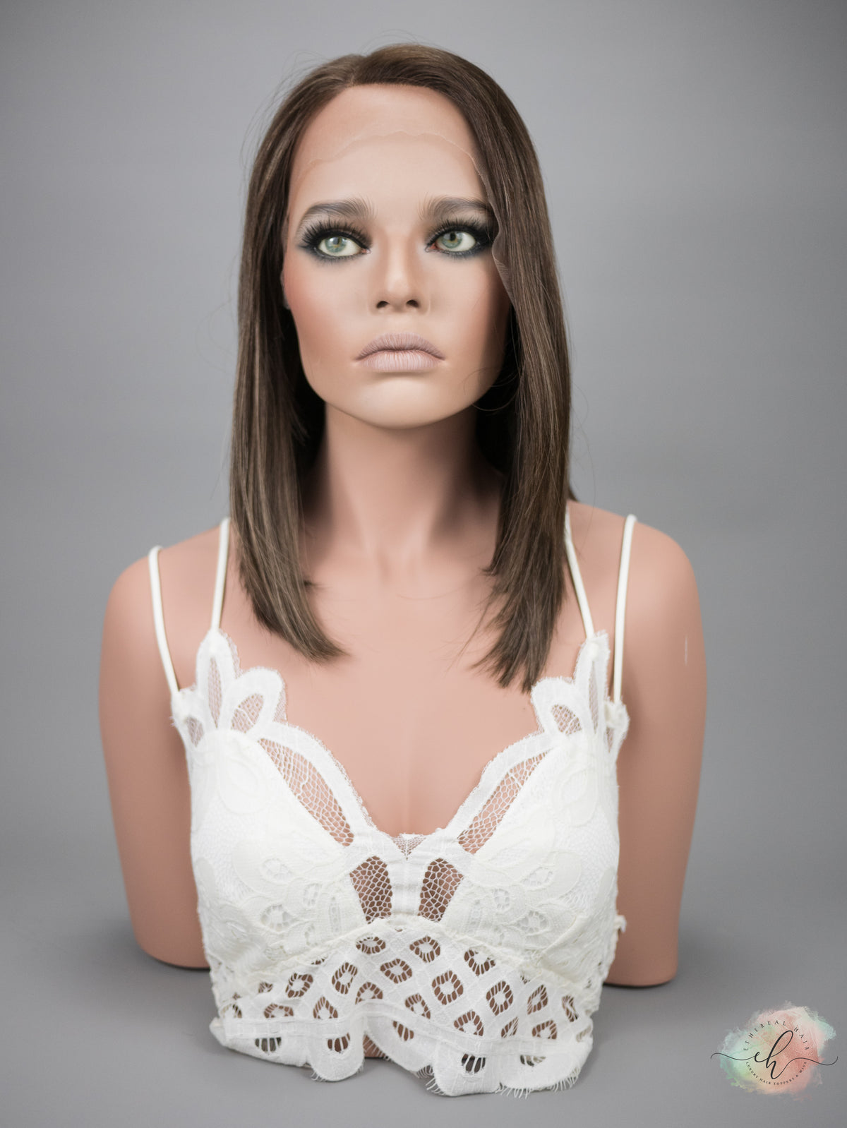 FINAL SALE “JACKIE&quot; Premium Wig: Lace Top, Sz. S/M, 15-16&quot;, ANGLED BOB