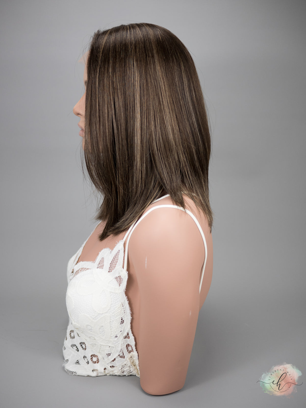 FINAL SALE “JACKIE&quot; Premium Wig: Lace Top, Sz. S/M, 15-16&quot;, ANGLED BOB