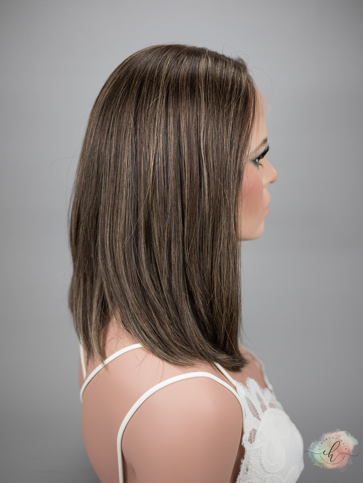 FINAL SALE “JACKIE&quot; Premium Wig: Lace Top, Sz. S/M, 15-16&quot;, ANGLED BOB