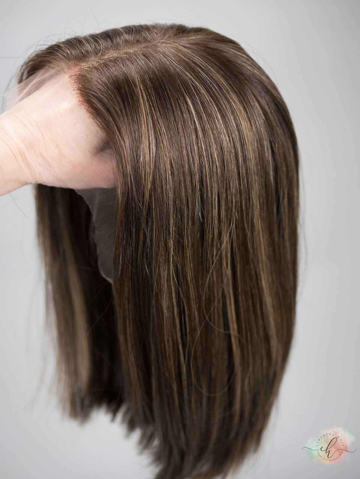 FINAL SALE “JACKIE&quot; Premium Wig: Lace Top, Sz. S/M, 15-16&quot;, ANGLED BOB