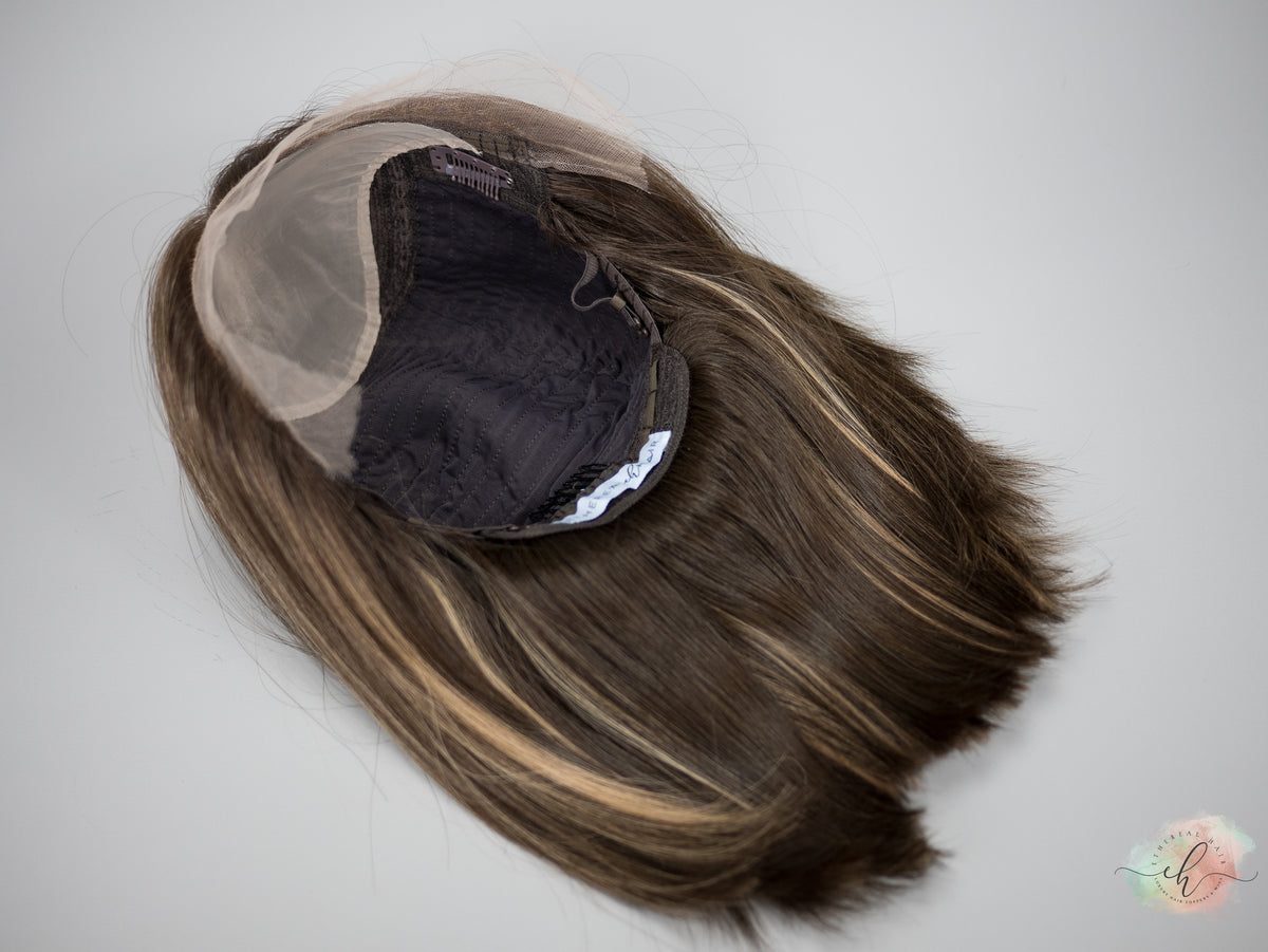 FINAL SALE “JACKIE&quot; Premium Wig: Lace Top, Sz. S/M, 15-16&quot;, ANGLED BOB