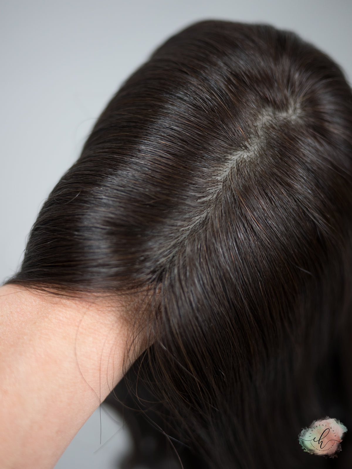 “LARK&quot; Premium Topper: Silk Top, Handtied Cap, 8x8, 22&quot;