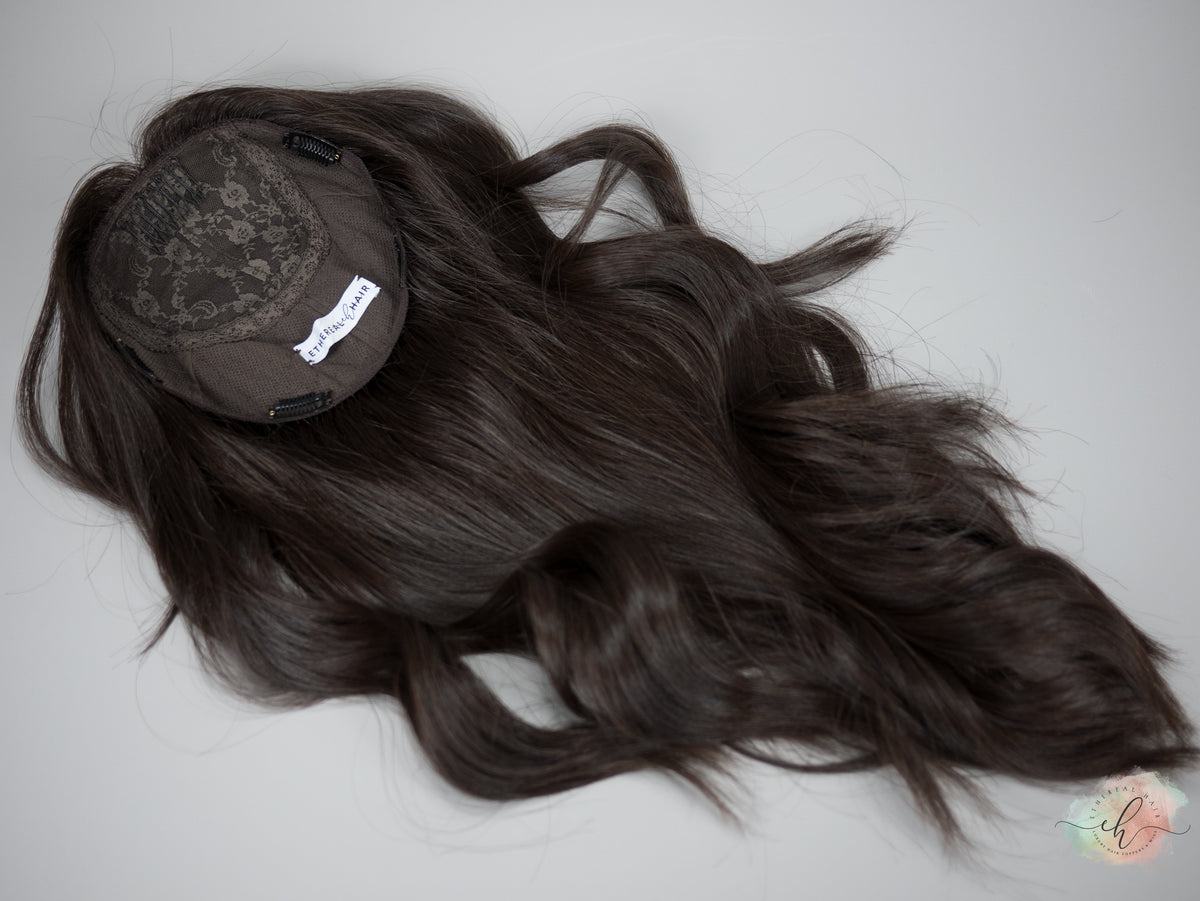 “LARK&quot; Premium Topper: Silk Top, Handtied Cap, 8x8, 22&quot;