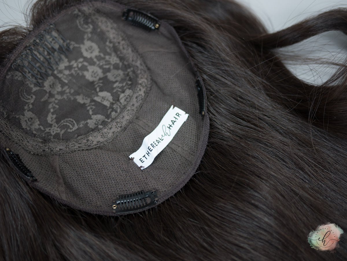 “LARK&quot; Premium Topper: Silk Top, Handtied Cap, 8x8, 22&quot;