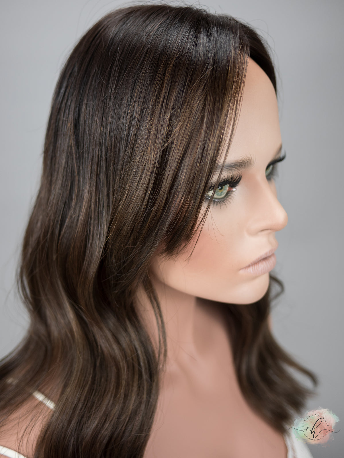 “ACORNS &amp; OAKS&quot; Exquisite Topper: Silk Top, 8x8, 18&quot;, Curtain Bangs