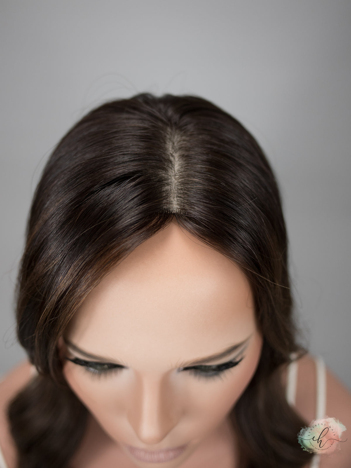 “ACORNS &amp; OAKS&quot; Exquisite Topper: Silk Top, 8x8, 18&quot;, Curtain Bangs