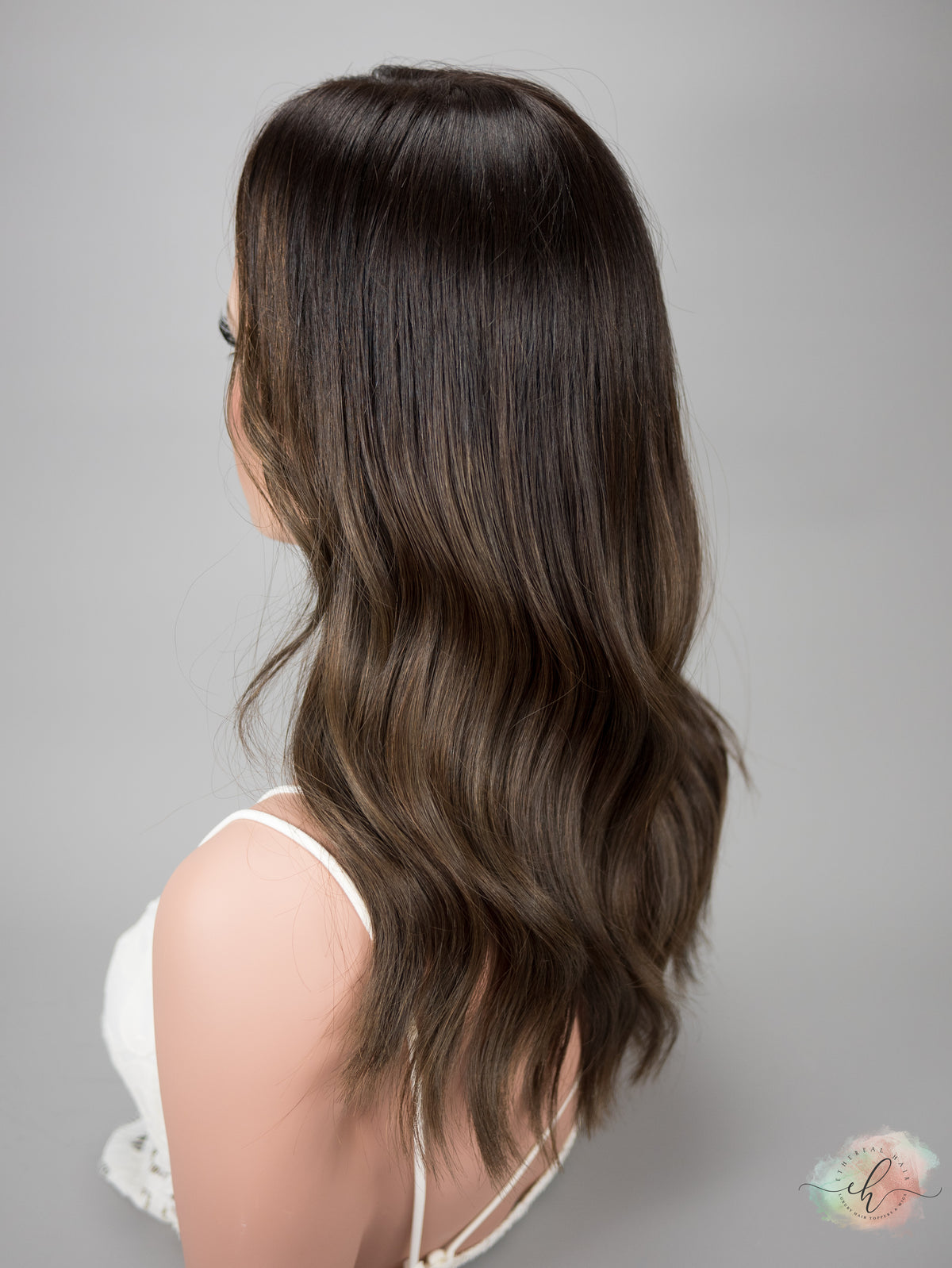 “ACORNS &amp; OAKS&quot; Exquisite Topper: Silk Top, 8x8, 18&quot;, Curtain Bangs