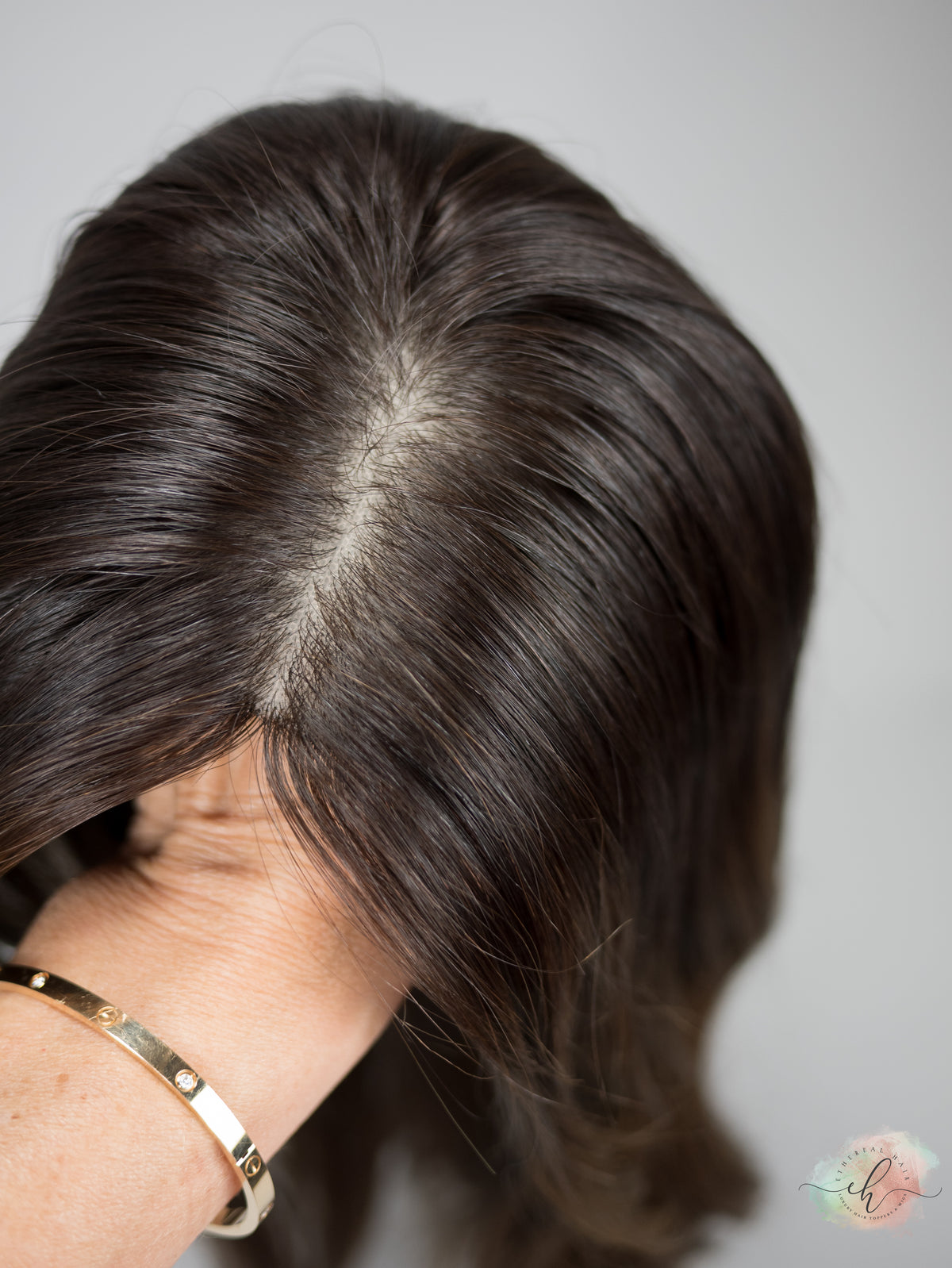 “ACORNS &amp; OAKS&quot; Exquisite Topper: Silk Top, 8x8, 18&quot;, Curtain Bangs