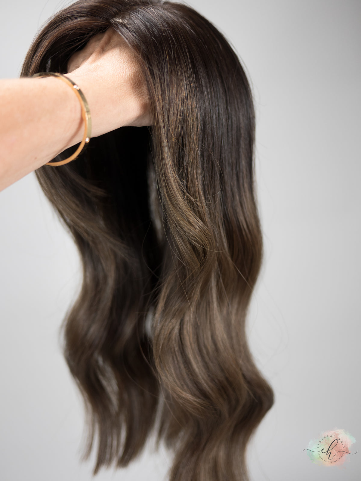 “ACORNS &amp; OAKS&quot; Exquisite Topper: Silk Top, 8x8, 18&quot;, Curtain Bangs