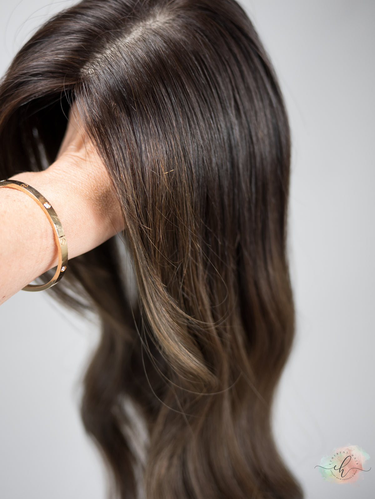 “ACORNS &amp; OAKS&quot; Exquisite Topper: Silk Top, 8x8, 18&quot;, Curtain Bangs