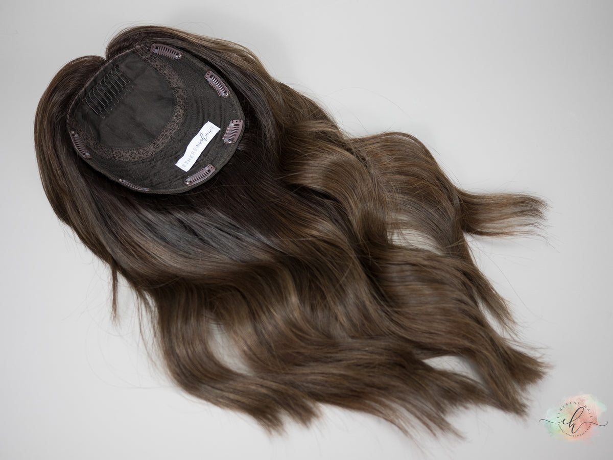 “ACORNS &amp; OAKS&quot; Exquisite Topper: Silk Top, 8x8, 18&quot;, Curtain Bangs