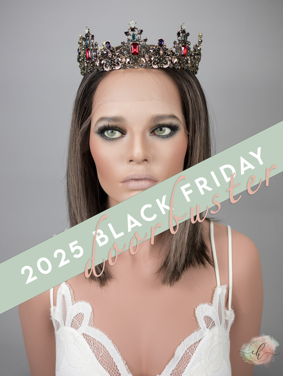 DOORBUSTER “SLOW BURN&quot; Exquisite Wig: Lace Top, Sz. S, 15&quot; Long Bob