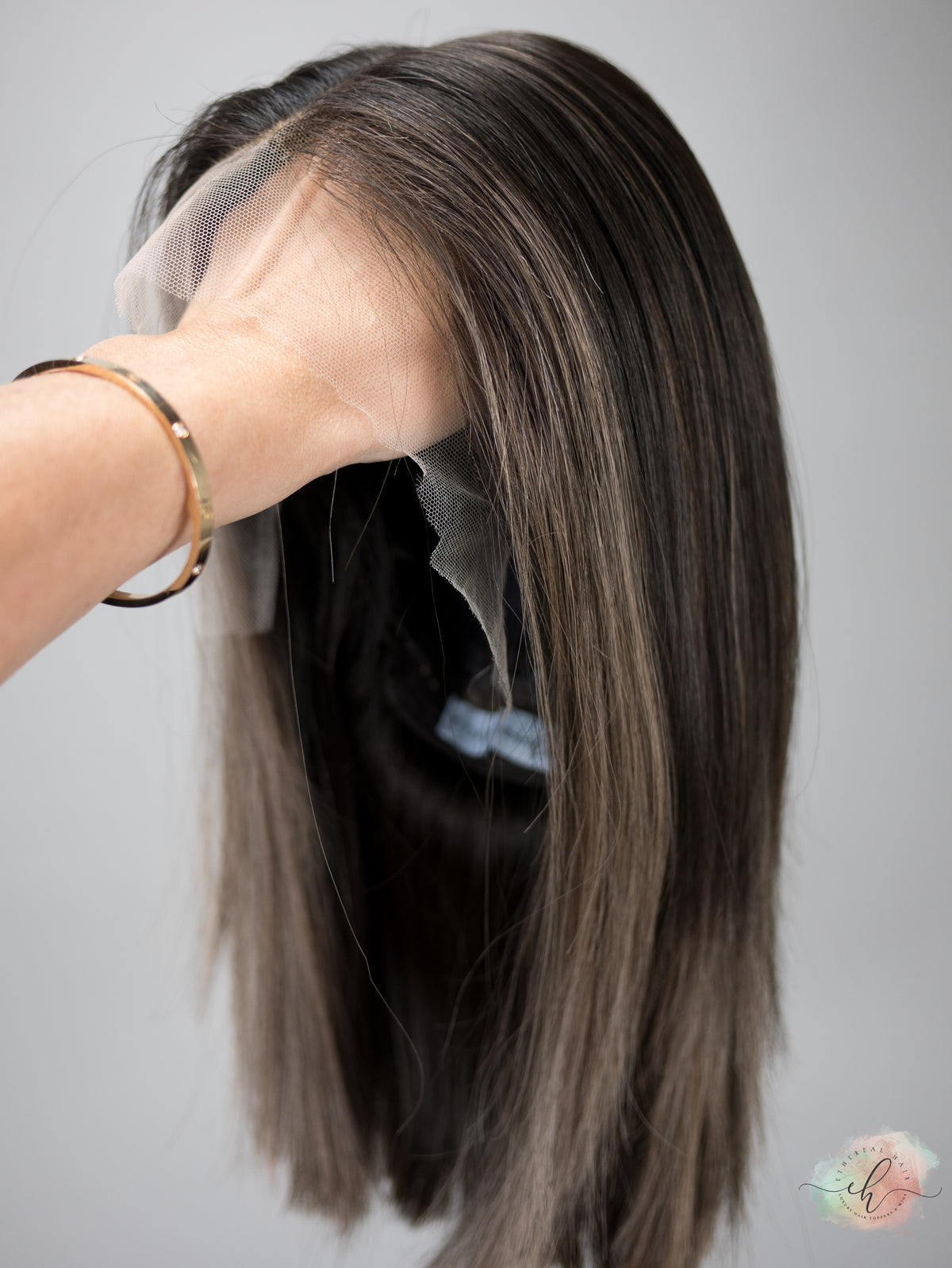 “SLOW BURN&quot; Exquisite Wig: Lace Top, Sz. S, 15&quot; Long Bob