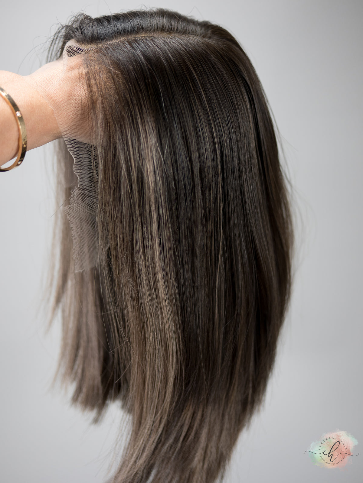 “SLOW BURN&quot; Exquisite Wig: Lace Top, Sz. S, 15&quot; Long Bob