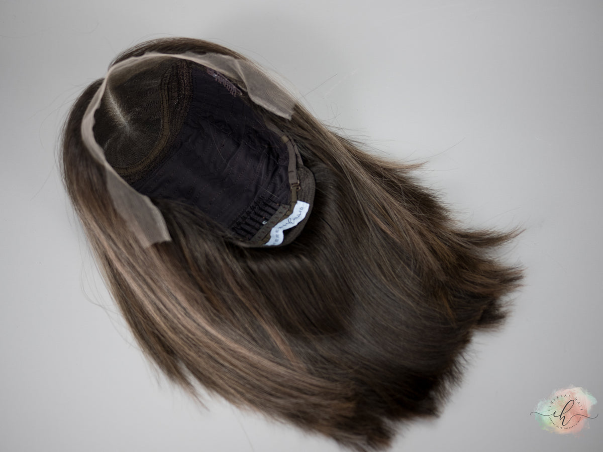 “SLOW BURN&quot; Exquisite Wig: Lace Top, Sz. S, 15&quot; Long Bob