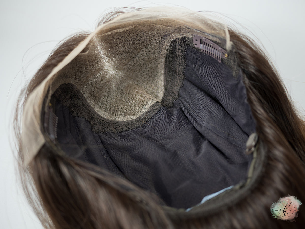 “BROWN SUGAR&quot; Exquisite Wig: Lace Top, Fully Handtied, Sz. S/M, 15&quot; Long Bob