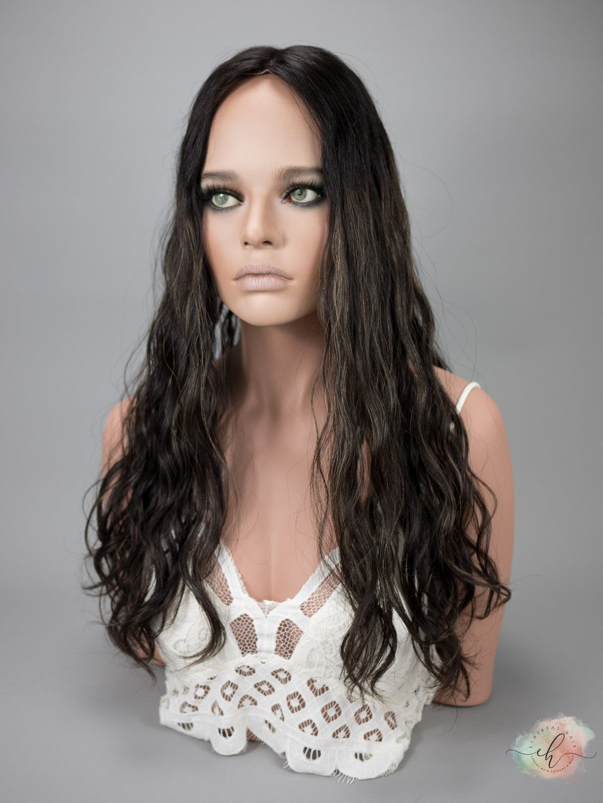 “RAVEN HIGHLIGHT&quot; Premium Topper: Silk Top, 9x9, 25&quot;, Curly