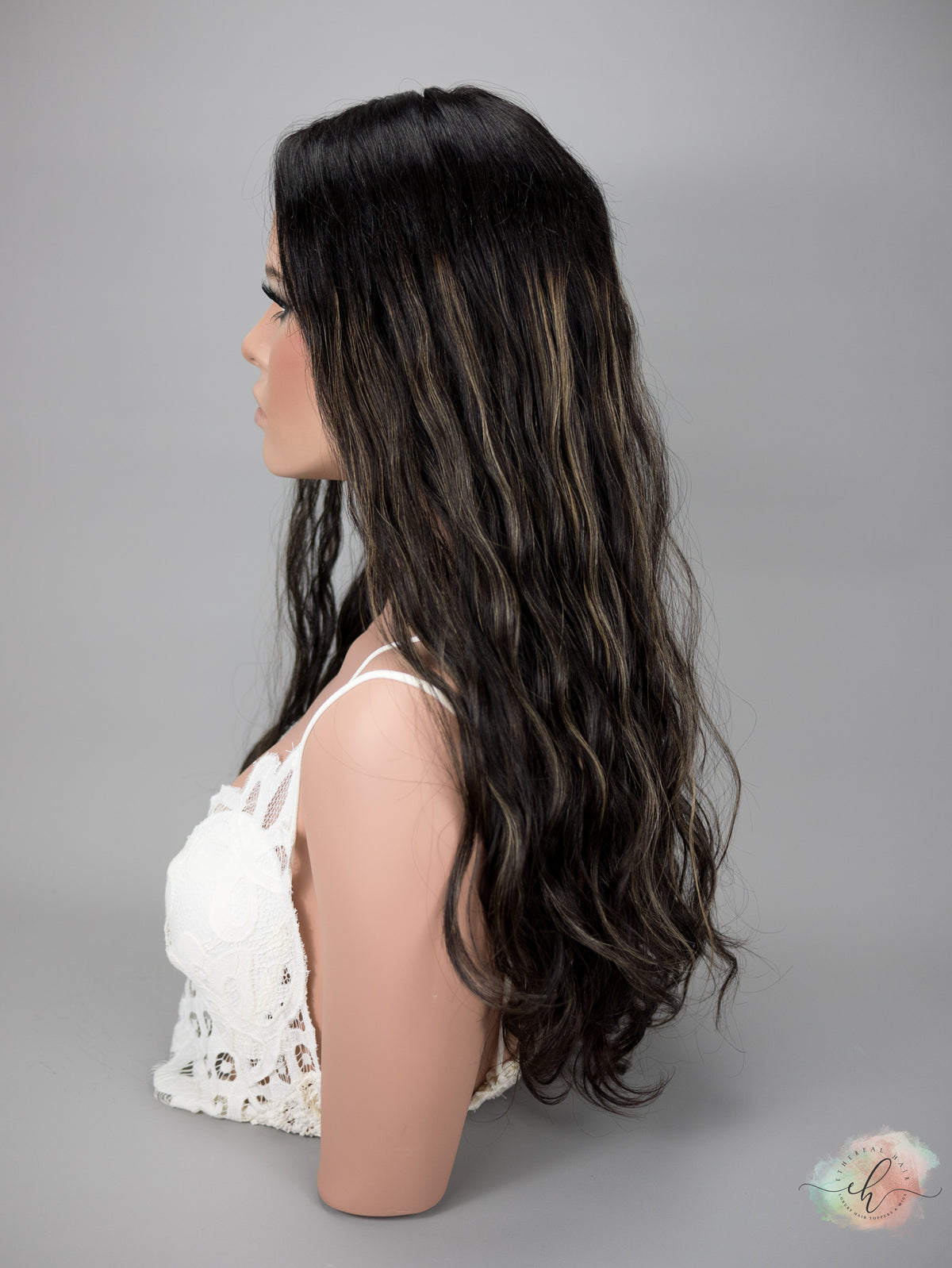 “RAVEN HIGHLIGHT&quot; Premium Topper: Silk Top, 9x9, 25&quot;, Curly