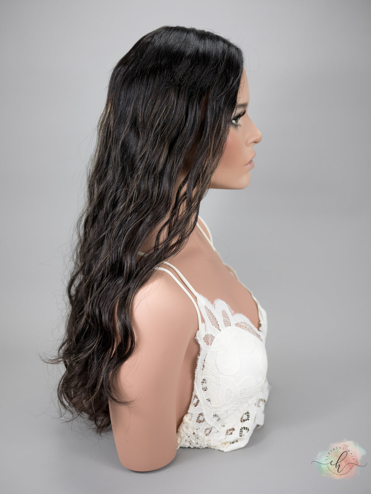 “RAVEN HIGHLIGHT&quot; Premium Topper: Silk Top, 9x9, 25&quot;, Curly