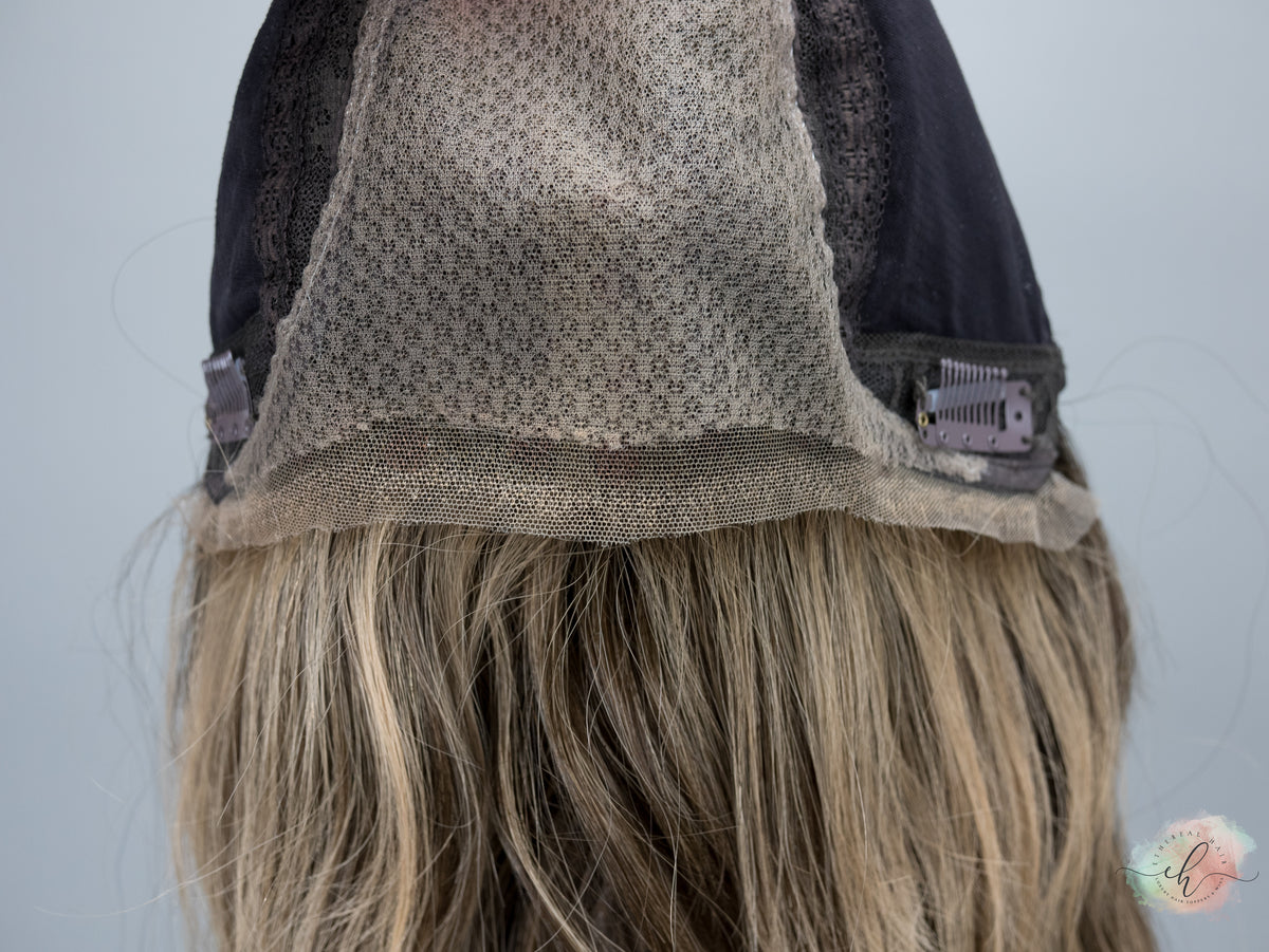 SAMPLE SALE “JACKIE" Premium Wig: Lace Top, Fully Handtied, Sz. S, 18"