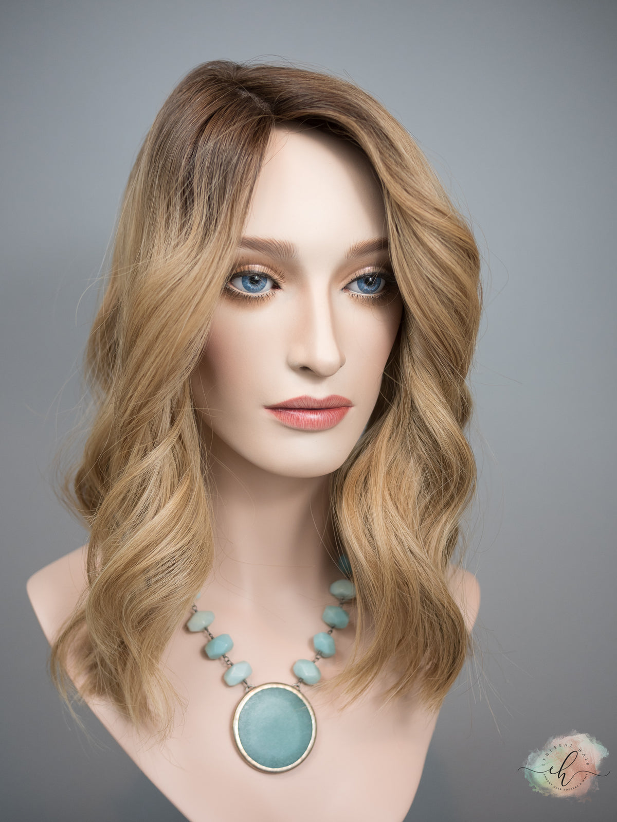 “LIZA" Premium Topper: Silk Top, 7x8, 17", Fully Handtied, Curtain Bangs