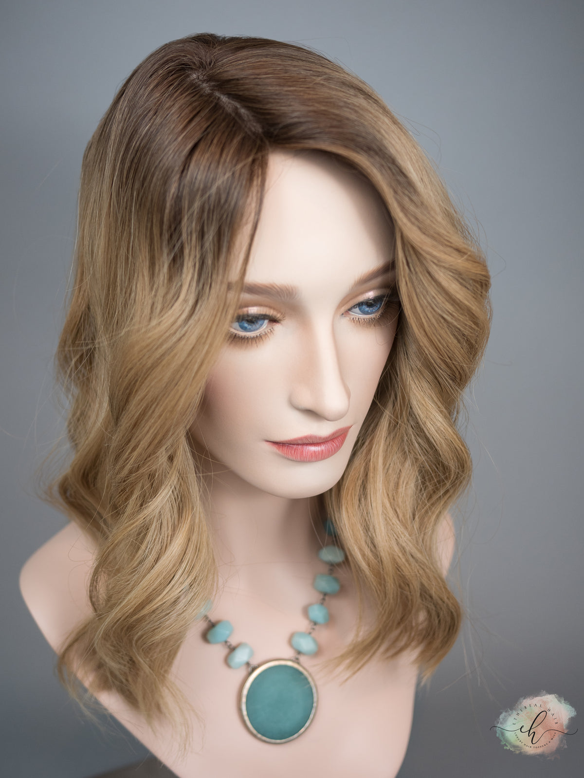 “LIZA" Premium Topper: Silk Top, 7x8, 17", Fully Handtied, Curtain Bangs
