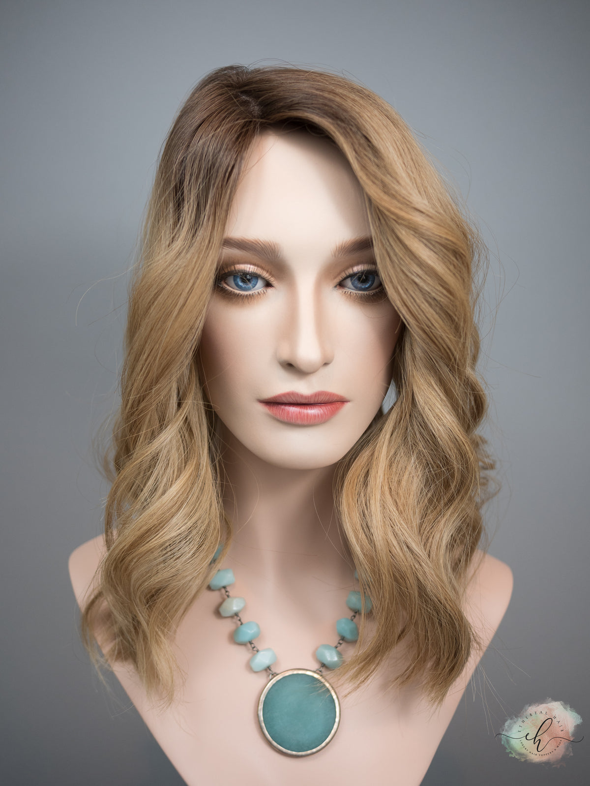 “LIZA" Premium Topper: Silk Top, 7x8, 17", Fully Handtied, Curtain Bangs