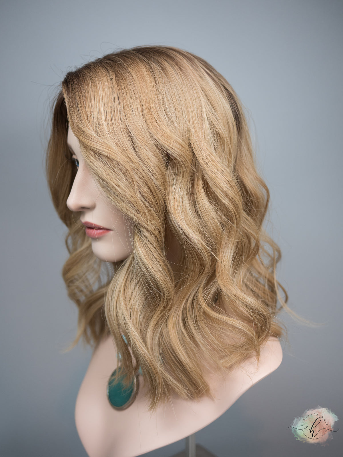 “LIZA" Premium Topper: Silk Top, 7x8, 17", Fully Handtied, Curtain Bangs