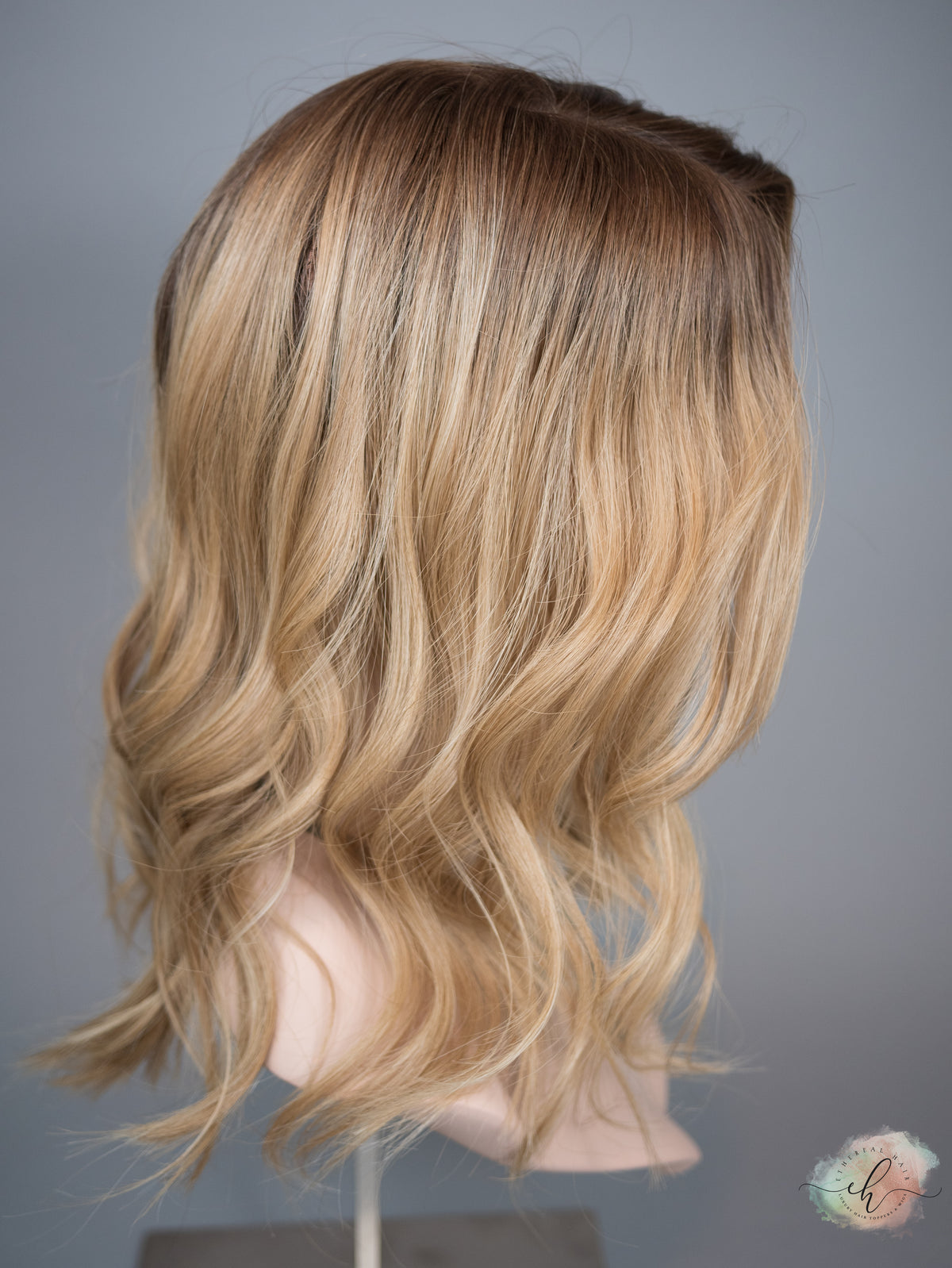 “LIZA" Premium Topper: Silk Top, 7x8, 17", Fully Handtied, Curtain Bangs