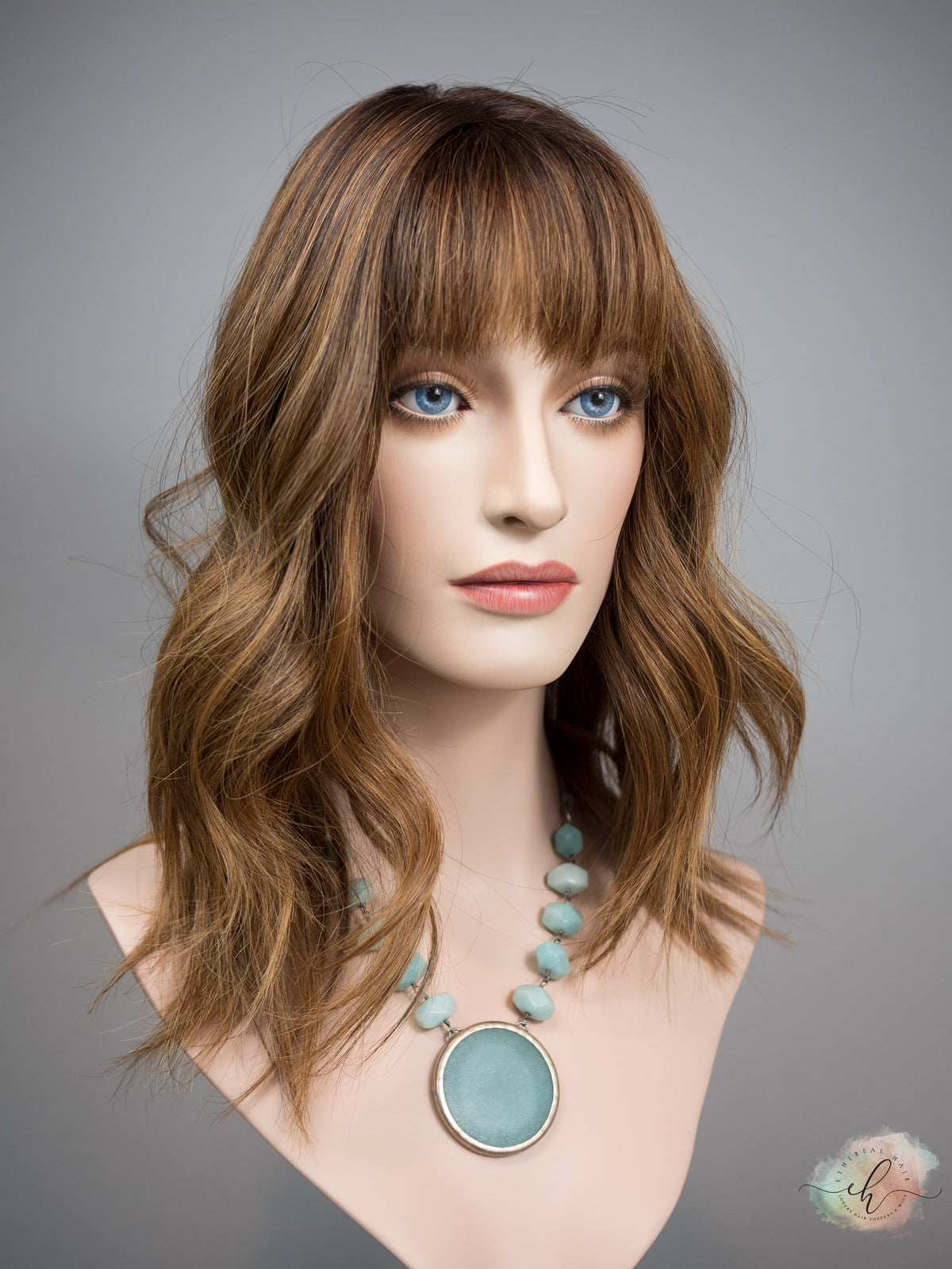 &quot;HAZEL&quot; Premium Topper: Silk Top, 9x9, 16-19&quot;, Bangs