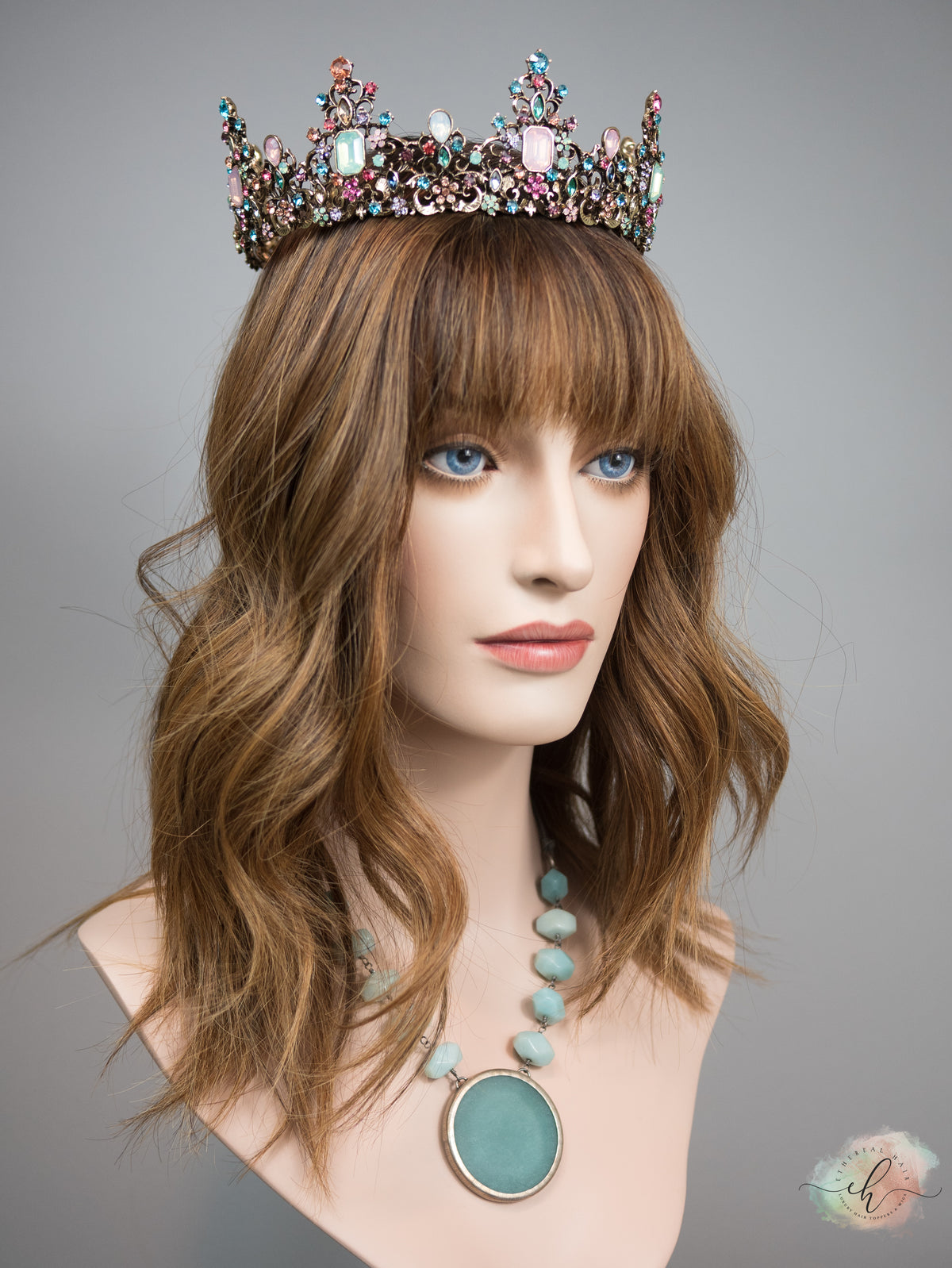 &quot;HAZEL&quot; Premium Topper: Silk Top, 9x9, 16-19&quot;, Bangs