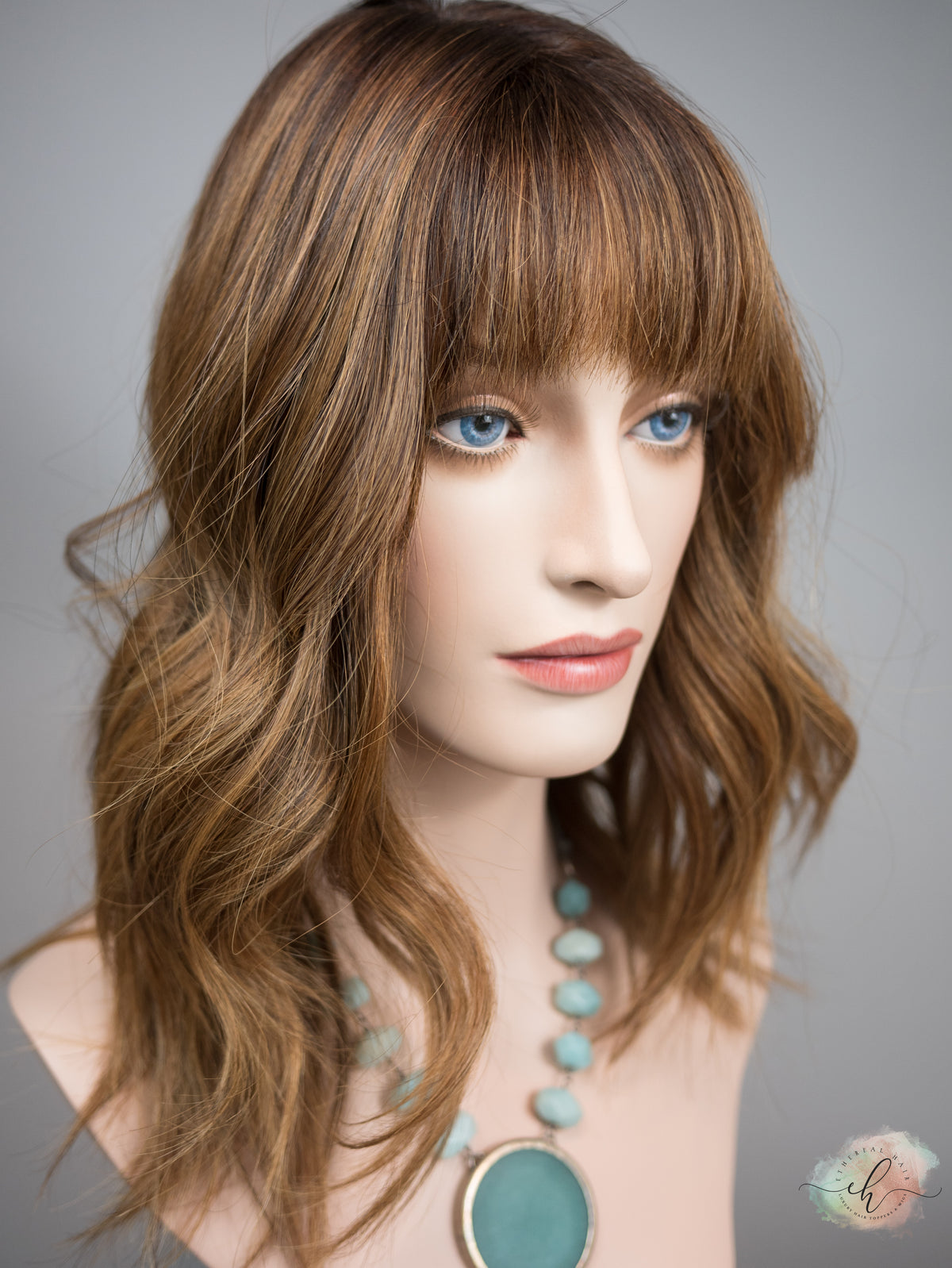 &quot;HAZEL&quot; Premium Topper: Silk Top, 9x9, 16-19&quot;, Bangs