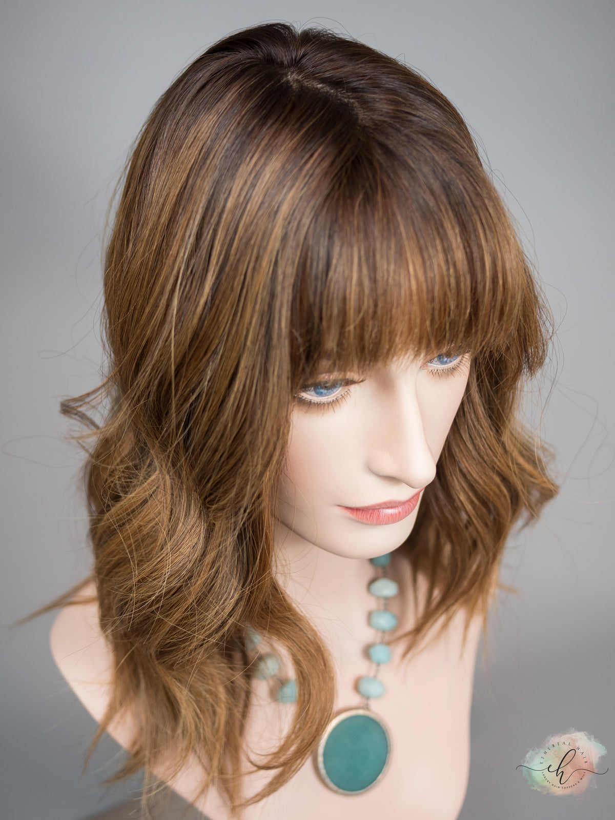 &quot;HAZEL&quot; Premium Topper: Silk Top, 9x9, 16-19&quot;, Bangs