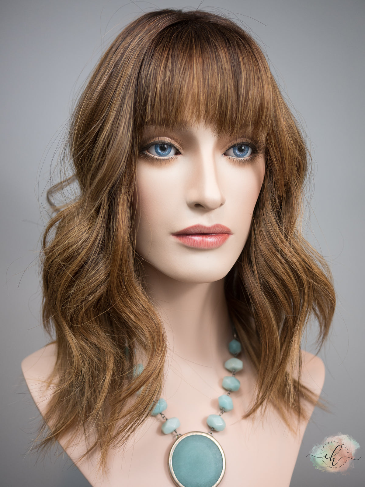 &quot;HAZEL&quot; Premium Topper: Silk Top, 9x9, 16-19&quot;, Bangs